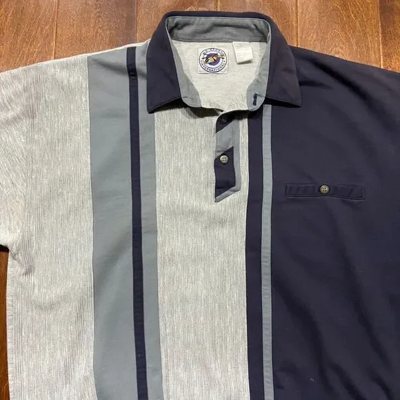 LD Sport Vintage Casual Sweatshirt Polo Gray Navy Poly Blend Shirt Mens Size XLT - Picture 2 of 8